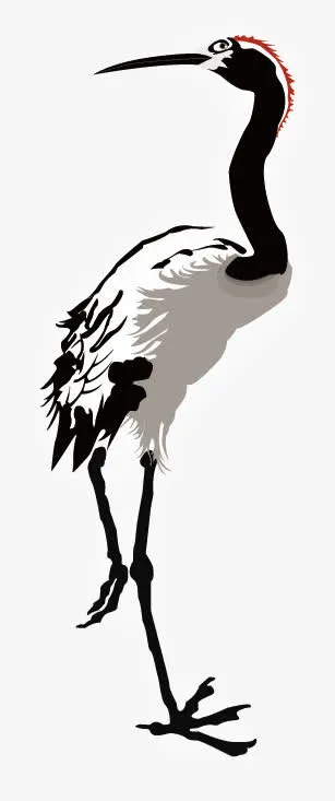 矢量仙鹤水墨画免抠