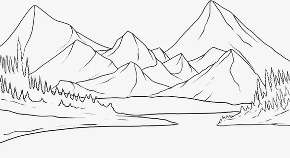 风景线稿 透明背景PNG免抠 风景线稿 透明背景PNG免抠