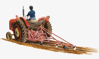 插图机械耕种农地免抠