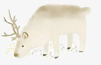 白色吃草梅花鹿免抠