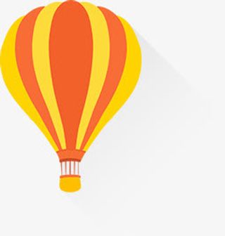 卡通热气球黄红色免抠