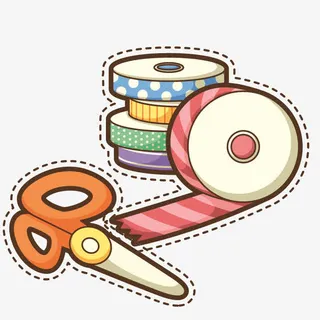 彩色双面胶剪刀幼儿卡通学生学习免抠