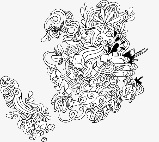 线稿花纹png免抠