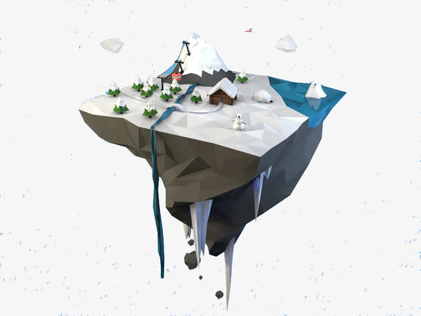 3D悬浮岛屿免抠