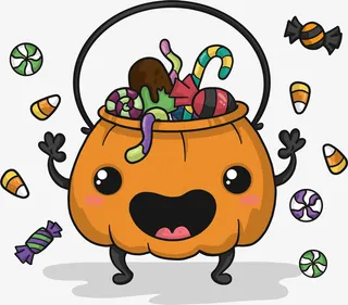 万圣节卡通糖果篮子免抠