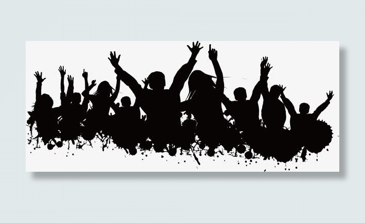 矢量黑色人物狂欢剪影免抠