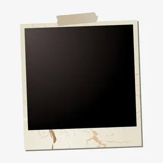 手绘做旧黑白相片纸免抠