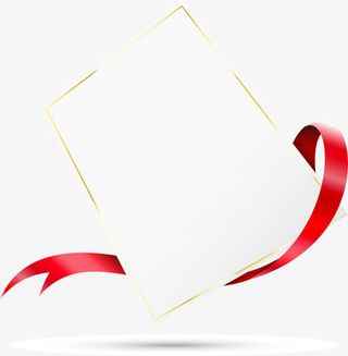 手绘金色边框飘带图案免抠