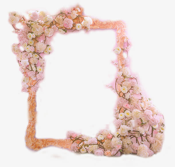 粉色浪漫花朵展示区免抠