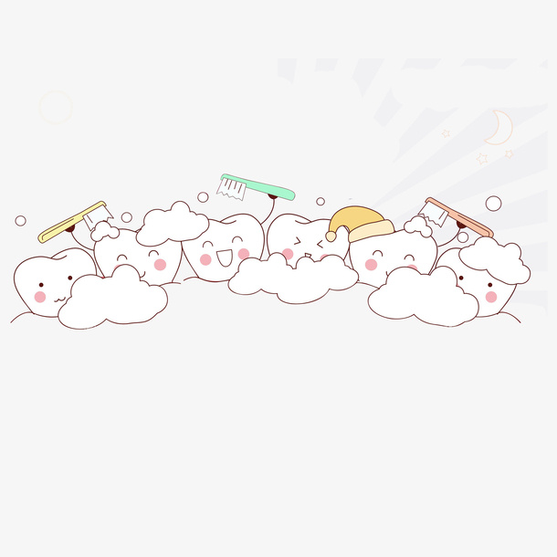 卡通互相洗澡的牙齿素材免抠