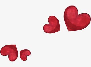 红色情人节水彩爱心免抠