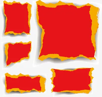 红色 残缺的纸张 文案背景元素