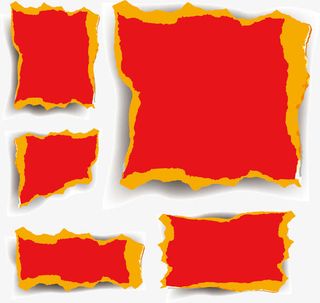 红色 残缺的纸张 文案背景元素