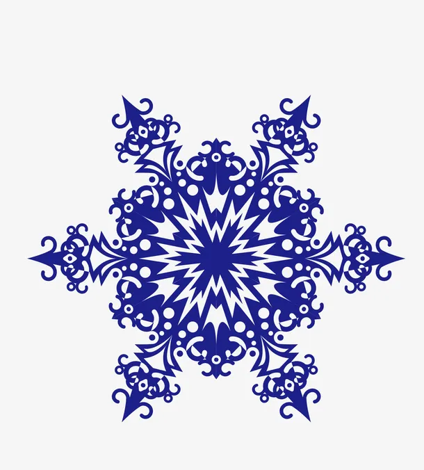 蓝色雪花精美图案免抠
