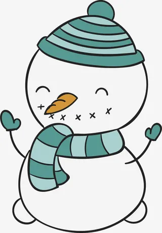 绿色围巾雪人免抠