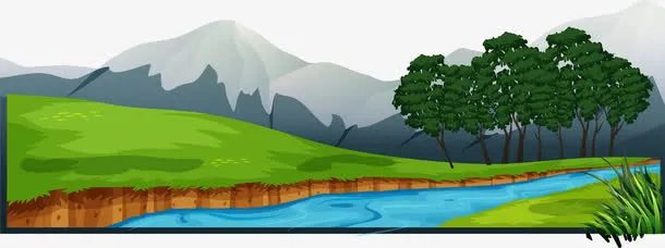 矢量手绘山水免抠