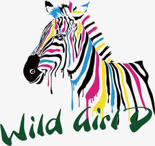 水彩斑马印花矢量图免抠