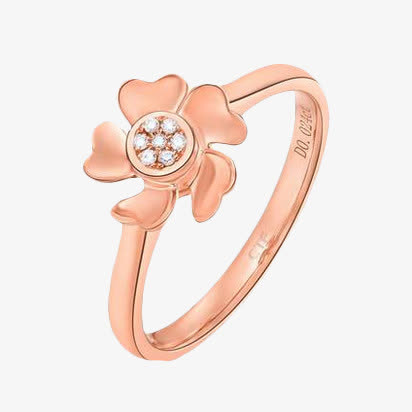 周大福花瓣钻石金戒指免抠