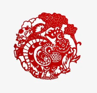 鸡年剪纸吉祥图案免抠