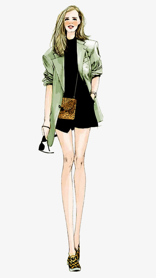 手绘时尚丽人免抠