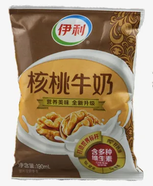 伊利核桃牛奶调制乳（枕）免抠