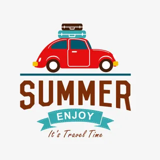 红色夏季旅行标签免抠