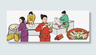 做刀削面的人们免抠