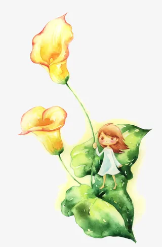 矢量女孩与花免抠