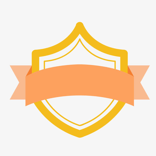 彩色丝带装饰空白盾牌矢量免抠