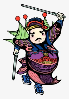 中国风卡通春守门神装饰图案免抠