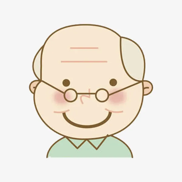手绘老爷爷免抠