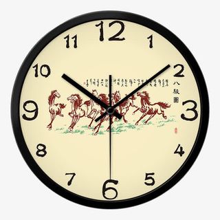 中国风复古书房静音挂钟免抠