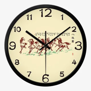 中国风复古书房静音挂钟免抠