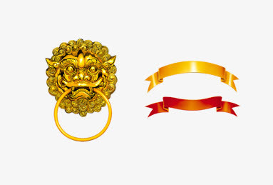金色门扣古典中国风免抠