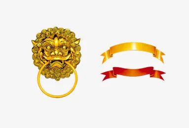 金色门扣古典中国风免抠