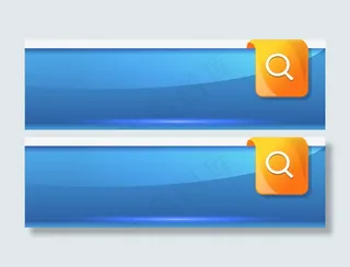 手绘蓝色条幅渐变标题框按钮免抠