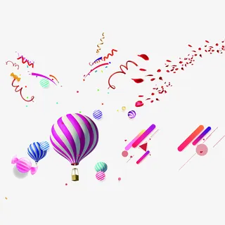 彩色漂浮装饰免抠