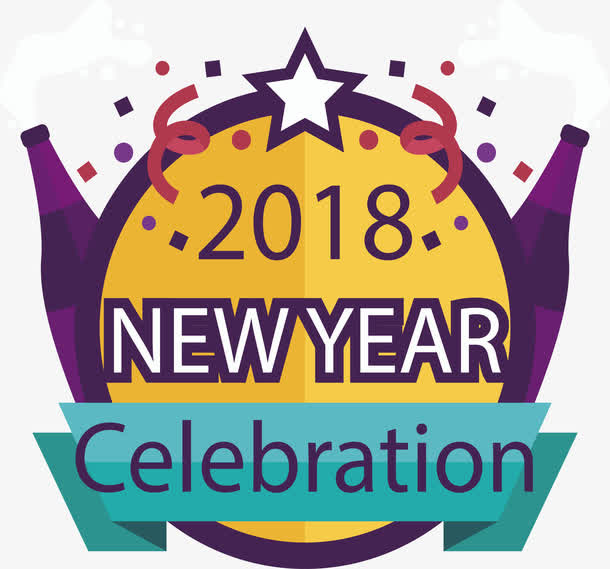 圆形庆祝新年标签免抠