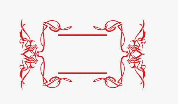 中国风花纹红边框png免抠
