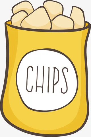 黄色立体美味零食免抠