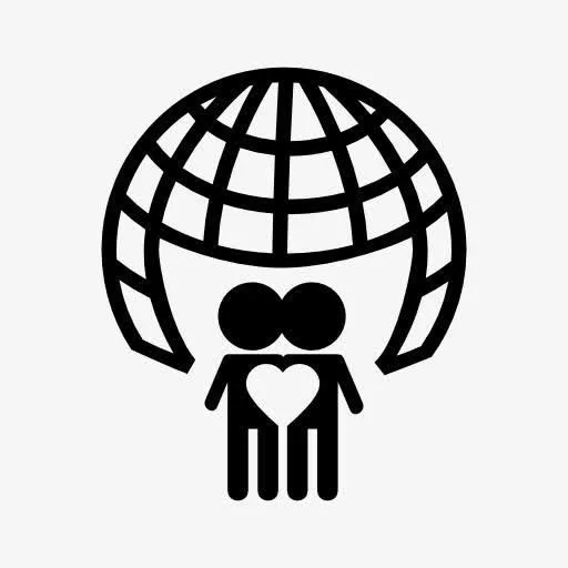 黑色地球小人爱心免抠