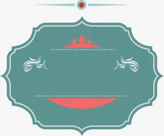 绿色花纹标签免抠