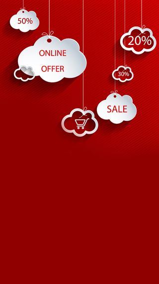 红色装饰云朵矢量图H5背景高清