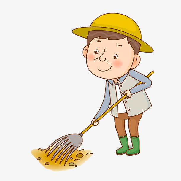 锄地的农民卡通形象免抠
