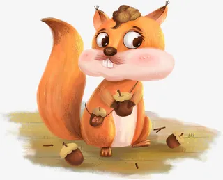 原创手绘秋天小松鼠免抠