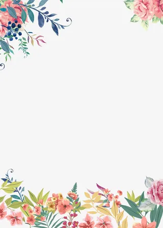 38女王节手绘小清新花朵边框免抠