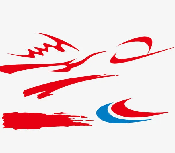 红色流畅线条免抠