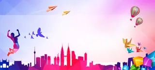 开学季奔跑的青春渐变海报背景高清