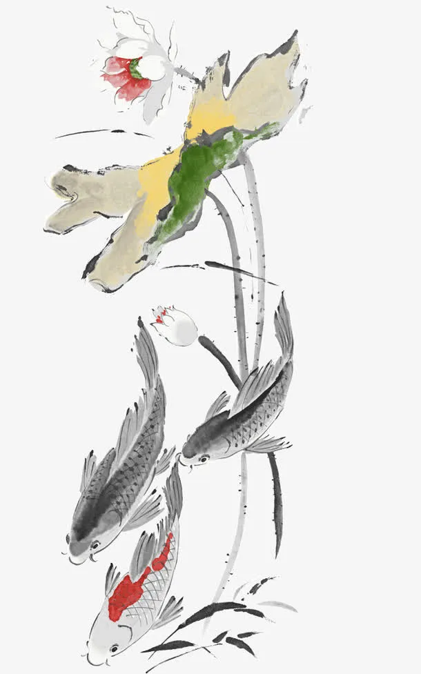 水彩莲花免抠