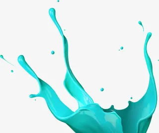 蓝色清新颜料水彩效果元素免抠